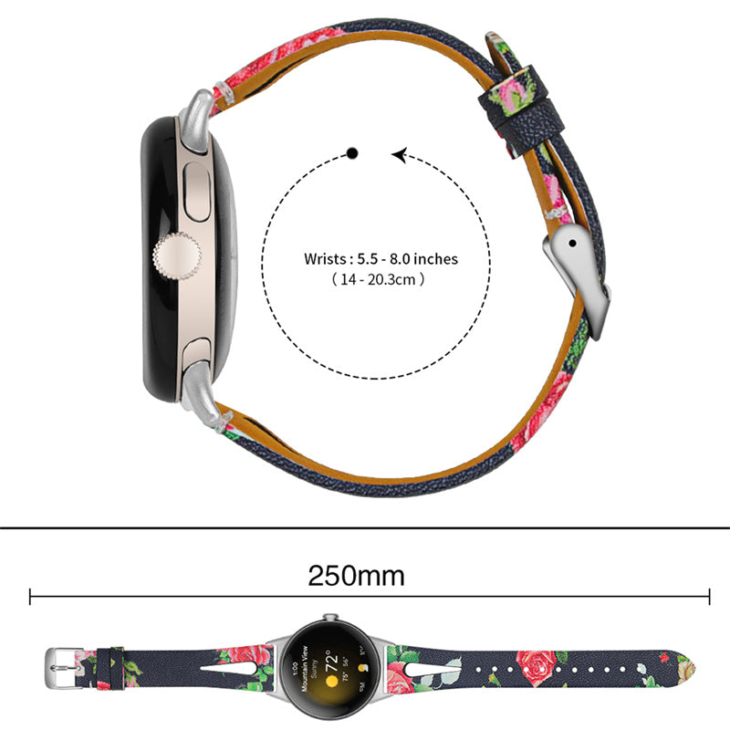 For Google Pixel Watch 2 Pixel Watch Genuine Leather Watch Strap Hollow-out Adjustable Wrist Strap Replacement with Silver Connector For Google Pixel Watch 2 Pixel Watch Genuine Leather Watch Strap Hollow-out Adjustable Wrist Strap Replacement with Silver Connector